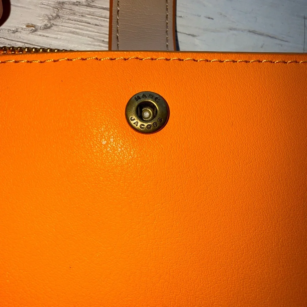 Marc Jacobs Orange Leather Double J Wristlet Clutch